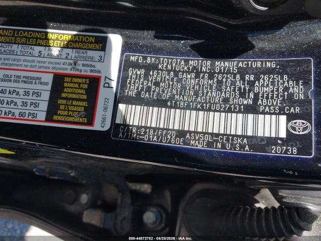 Toyota CAMRY SE 2015 4T1BF1FK1FU027131 Image 9