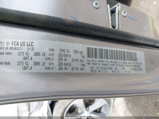 Aukcja sprzedaży 2019 Jeep Cherokee Limited 4x4, vin: 1C4PJMDN2KD134061, numer aukcji: 44872815