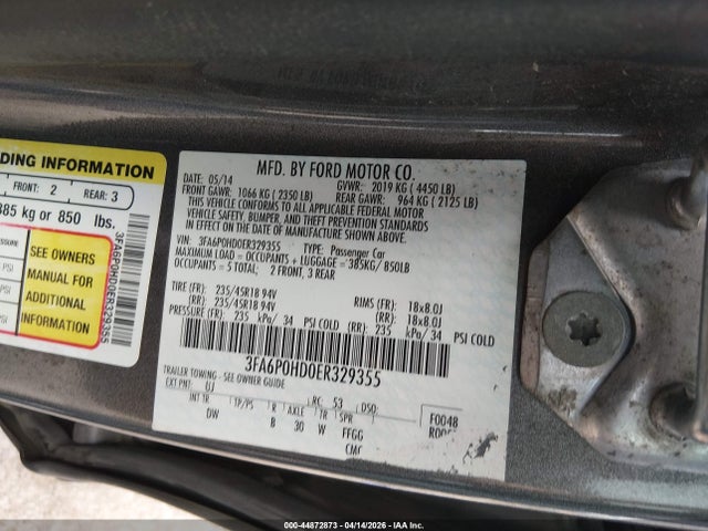 Ford FUSION SE 2014 3FA6P0HD0ER329355 Image 9