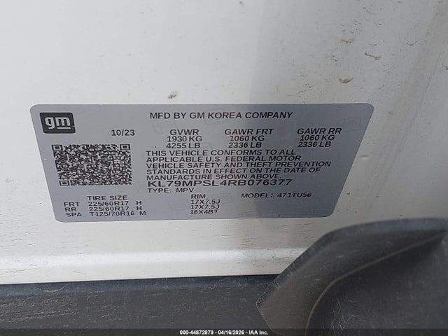 Aukcja sprzedaży 2024 Chevrolet Trailblazer Fwd Lt, vin: KL79MPSL4RB076377, numer aukcji: 44872879