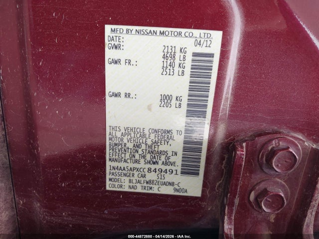 2012 NISSAN MAXIMA 1N4AA5APXCC849491 Photo 8