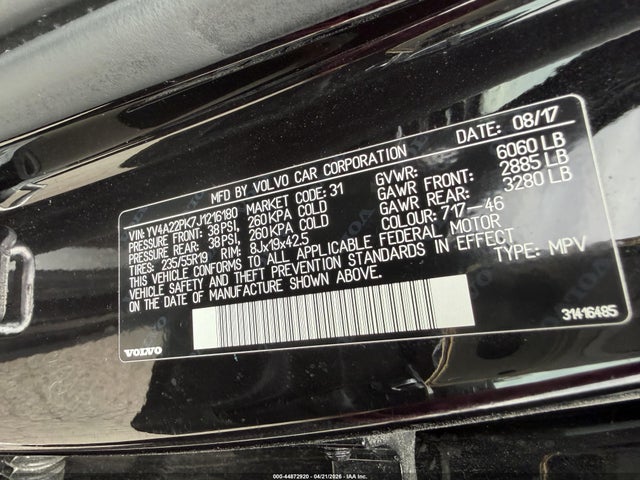 Aukcja sprzedaży 2018 Volvo Xc90 T6 Momentum, vin: YV4A22PK7J1216180, numer aukcji: 44872920
