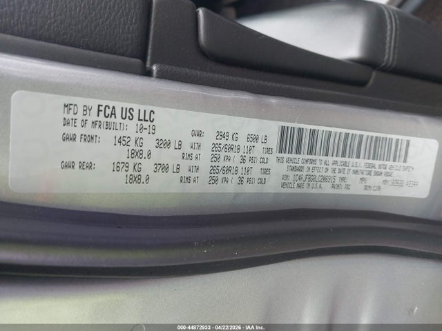 Aukcja sprzedaży 2020 Jeep Grand Cherokee Limited 4x4, vin: 1C4RJFBG8LC206915, numer aukcji: 44872933
