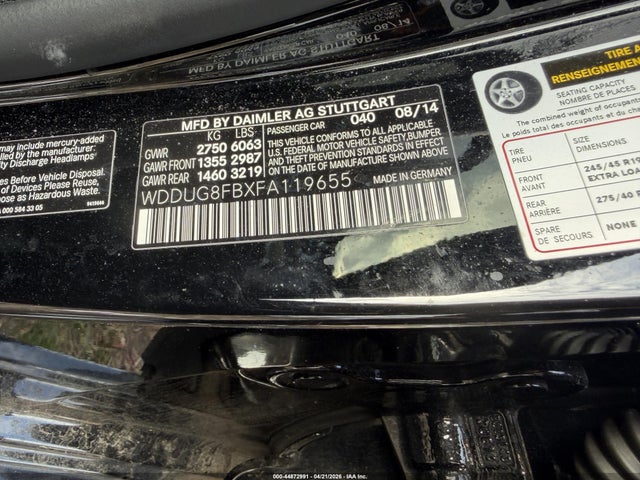 Продажа на аукционе авто 2015 Mercedes-benz S 550 4matic, vin: WDDUG8FBXFA119655, номер лота: 44872991