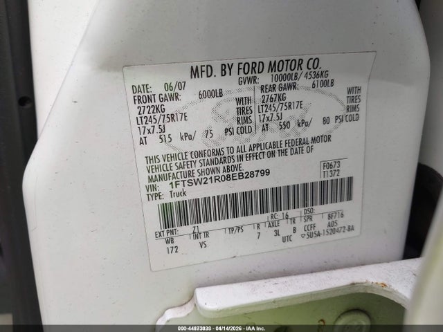 2008 FORD F-250 1FTSW21R08EB28799 Photo 8