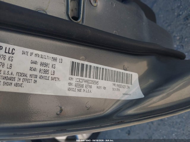 Aukcja sprzedaży 2013 Dodge Dart Se, vin: 1C3CDFAA9DD292505, numer aukcji: 44873043