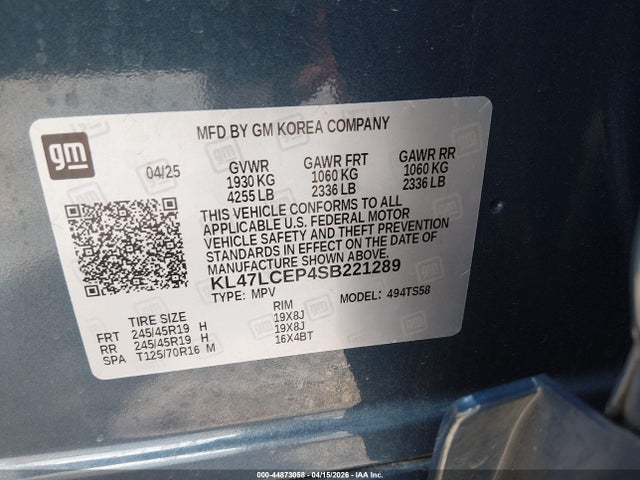 Продажа на аукционе авто 2025 Buick Envista Avenir Fwd, vin: KL47LCEP4SB221289, номер лота: 44873058
