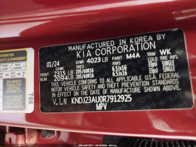 Продаж на аукціоні авто 2024 Kia Soul S, vin: KNDJ23AU0R7912925, номер лоту: 44873077