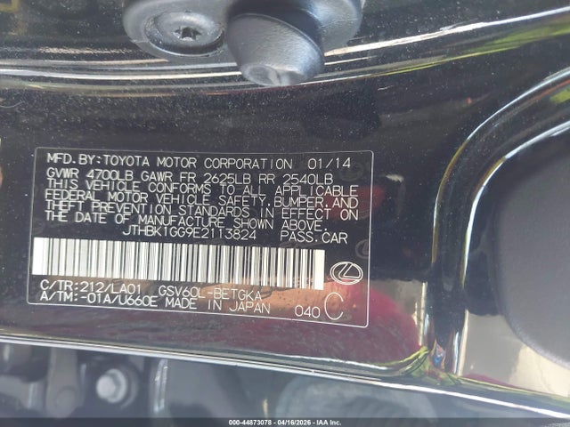 Aukcja sprzedaży 2014 Lexus Es 350, vin: JTHBK1GG9E2113824, numer aukcji: 44873078