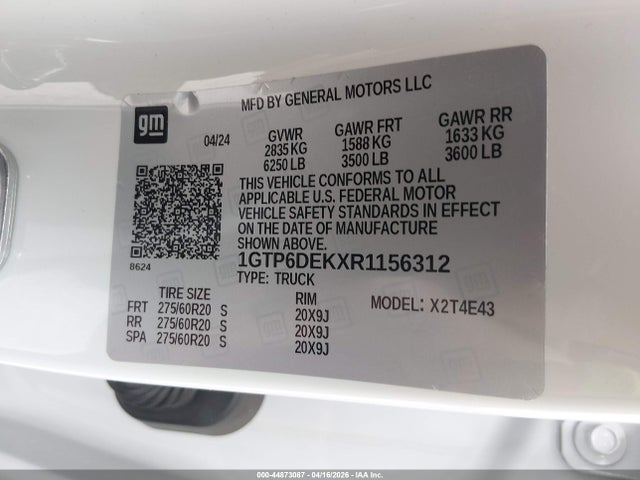 Продаж на аукціоні авто 2024 Gmc Canyon 4wd At4, vin: 1GTP6DEKXR1156312, номер лоту: 44873087