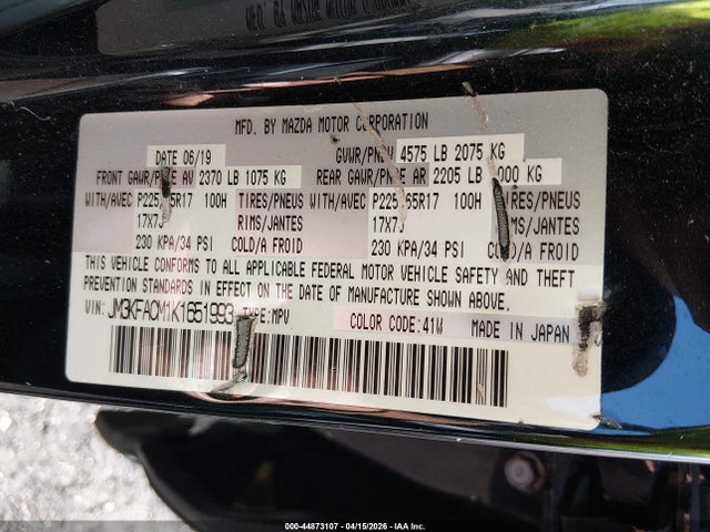 JM3KFACM1K1651993 Mazda Cx-5 Touring