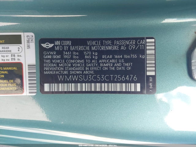 2012 MINI COOPER WMWSU3C53CT256476 Photo 8