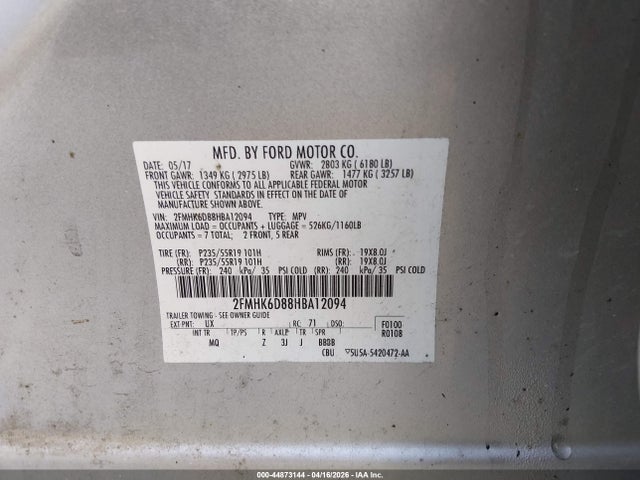 Aukcja sprzedaży 2017 Ford Flex Limited, vin: 2FMHK6D88HBA12094, numer aukcji: 44873144