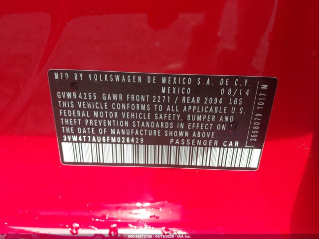 2015 Volkswagen Golf Gti 2.0t Autobahn 4-door მანქანა იყიდება აუქციონზე, vin: 3VW4T7AU6FM026429, აუქციონის ნომერი: 44873186