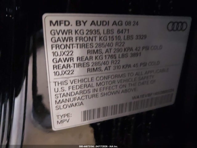 WA1EVBF18SD000224 Audi Q8 Premium Plus 55 Tfsi Quattro