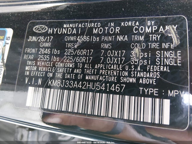 KM8J33A42HU541467 Hyundai Tucson Se Plus