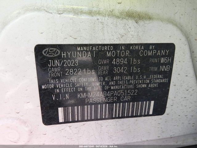 KMHM24AB4PA051522 Hyundai Ioniq 6 Se Standard Range