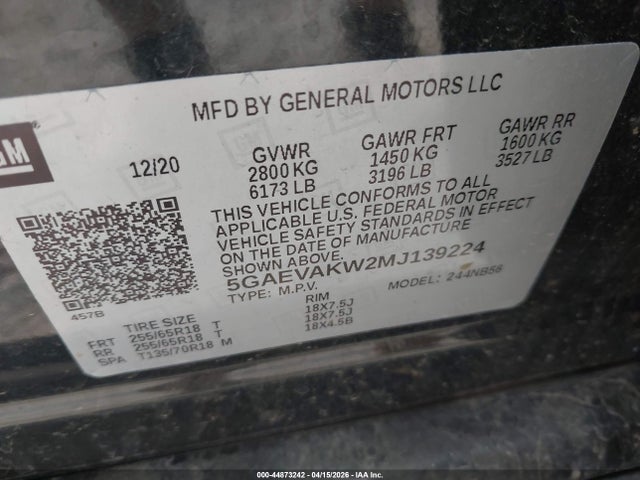 Продажа на аукционе авто 2021 Buick Enclave Awd Essence, vin: 5GAEVAKW2MJ139224, номер лота: 44873242