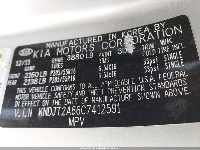 2012 KIA SOUL KNDJT2A66C7412591 Photo 8