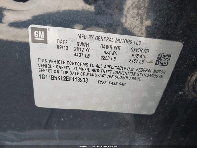Aukcja sprzedaży 2014 Chevrolet Malibu 1ls, vin: 1G11B5SL2EF118938, numer aukcji: 44873333