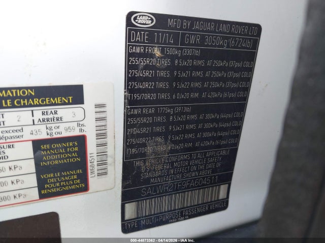 2015 LAND ROVER RANGE ROVER SPORT SALWR2TF9FA604511 Photo 8