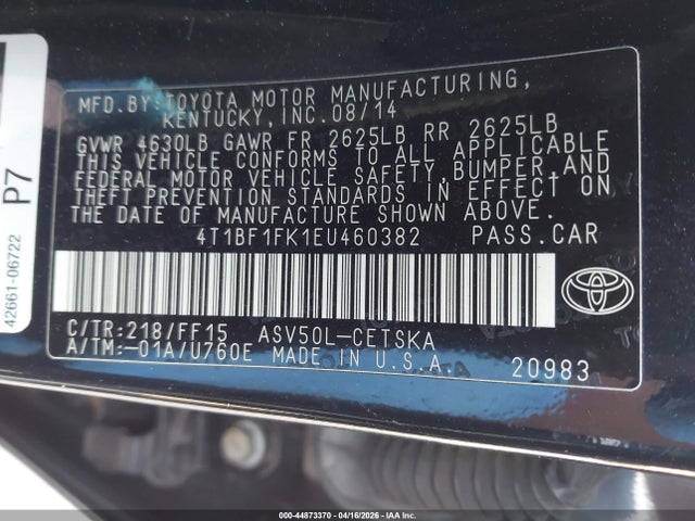 4T1BF1FK1EU460382 Toyota CAMRY SE