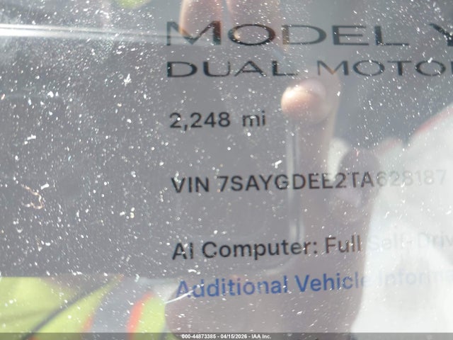 Продаж на аукціоні авто 2026 Tesla Model Y All-wheel Drive/long Range Launch Series/premium All-wheel Drive, vin: 7SAYGDEE2TA628187, номер лоту: 44873385