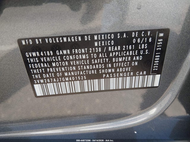 3VW267AJ7GM401525 Volkswagen Jetta 1.4t S