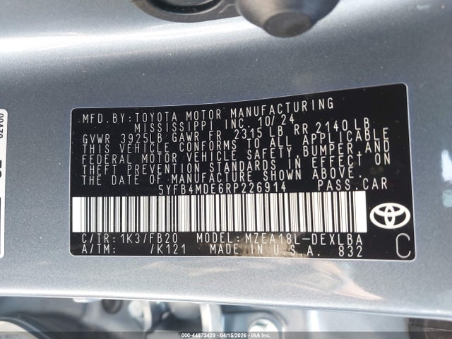Toyota COROLLA LE 2024 5YFB4MDE6RP226914 Image 9