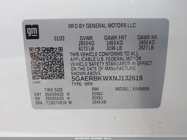 Продаж на аукціоні авто 2022 Buick Enclave Fwd Essence, vin: 5GAERBKWXNJ132615, номер лоту: 44873439