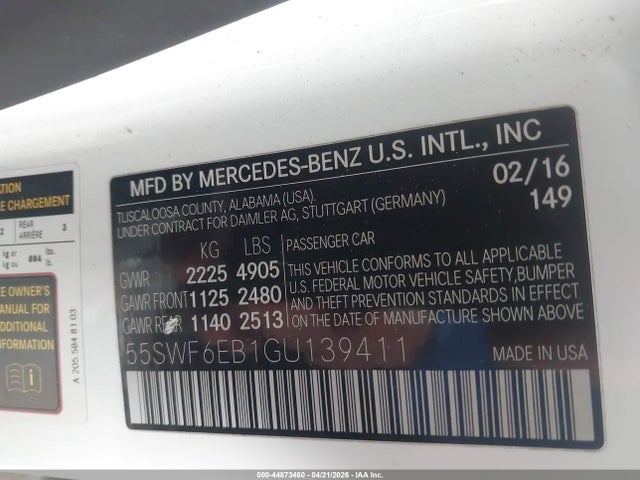55SWF6EB1GU139411 Mercedes-Benz C 450 Amg 4matic