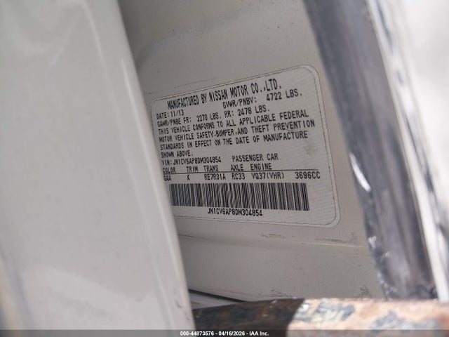 44873576 :رقم المزاد ، JN1CV6AP8DM304854 vin ، 2013 Infiniti G37 Journey مزاد بيع