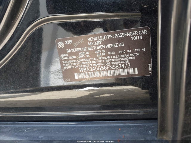 Продаж на аукціоні авто 2015 Bmw 328i, vin: WBA3A5G56FNS83473, номер лоту: 44873594