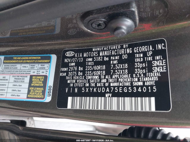 Продаж на аукціоні авто 2014 Kia Sorento Ex V6, vin: 5XYKUDA75EG534015, номер лоту: 44873597