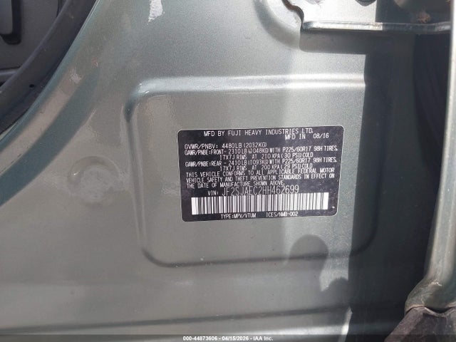 Продаж на аукціоні авто 2017 Subaru Forester 2.5i Premium, vin: JF2SJAEC2HH462699, номер лоту: 44873606