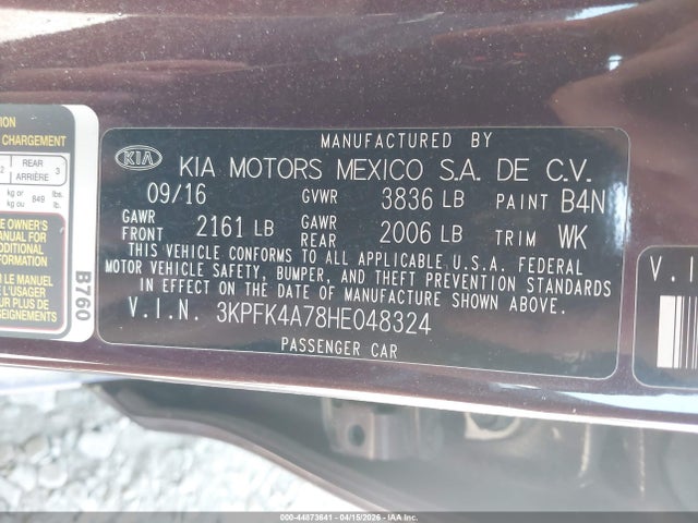 Продаж на аукціоні авто 2017 Kia Forte Lx, vin: 3KPFK4A78HE048324, номер лоту: 44873641