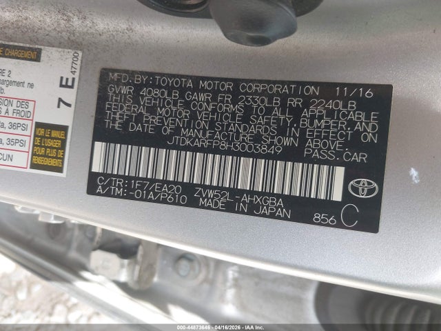 2017 TOYOTA PRIUS PRIME JTDKARFP8H3003849 Photo 8