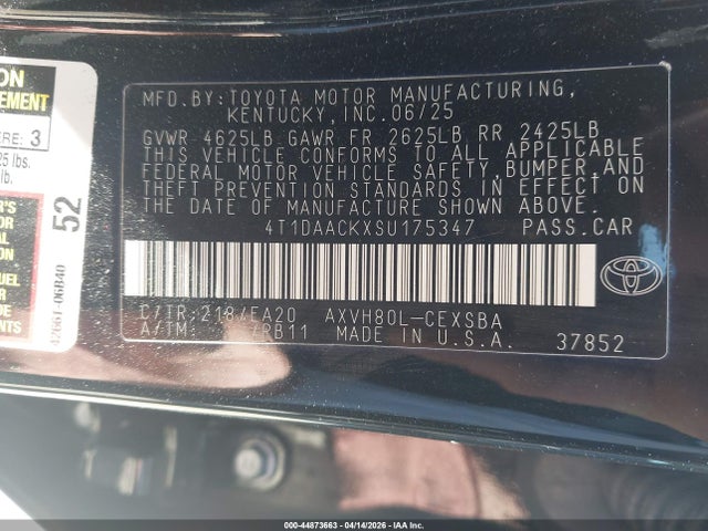 Toyota CAMRY SE 2025 4T1DAACKXSU175347 Image 9