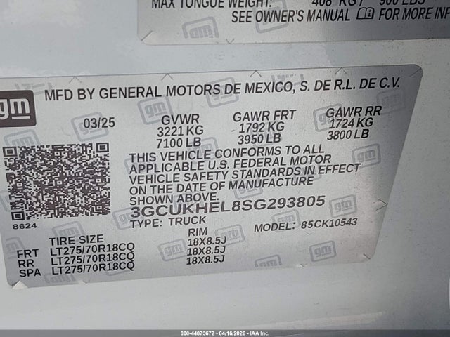 3GCUKHEL8SG293805 Chevrolet Silverado 1500 4wd Short Bed Zr2