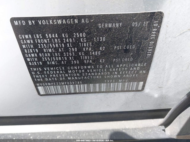 WVGRMPE23MP039785 Volkswagen ID.4 PRO