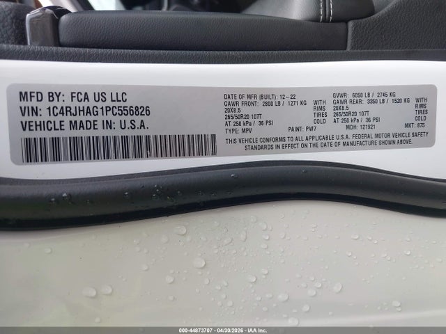 Продажа на аукционе авто 2023 Jeep Grand Cherokee Altitude 4x4, vin: 1C4RJHAG1PC556826, номер лота: 44873707