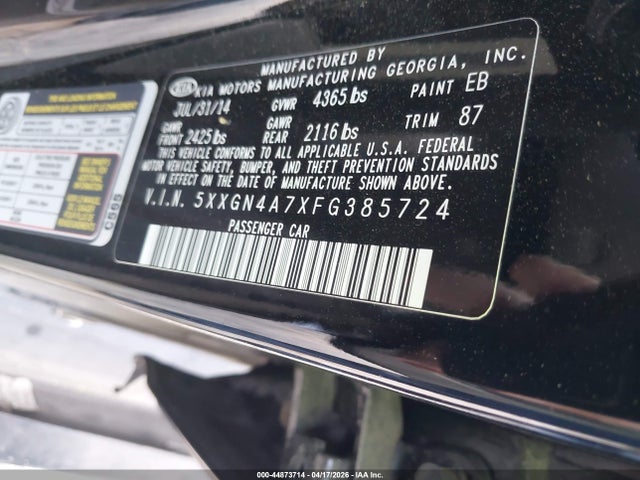 Aukcja sprzedaży 2015 Kia Optima Ex, vin: 5XXGN4A7XFG385724, numer aukcji: 44873714
