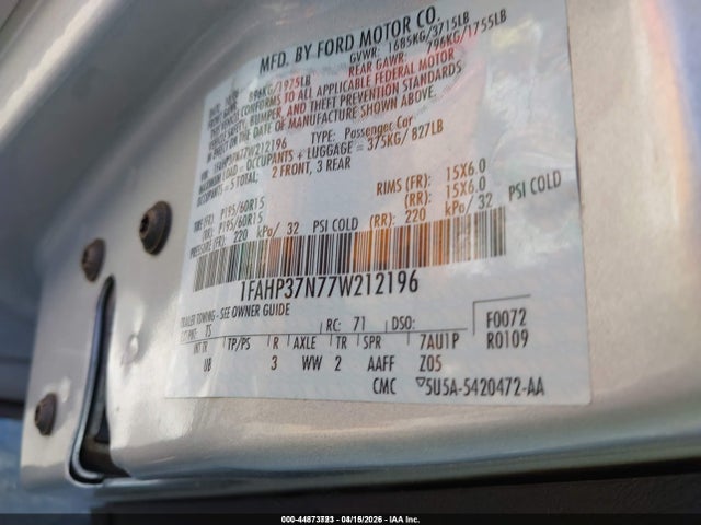 2007 FORD FOCUS 1FAHP37N77W212196 Photo 8