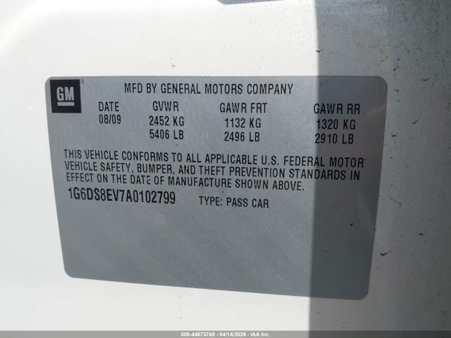 2010 Cadillac Cts Premium მანქანა იყიდება აუქციონზე, vin: 1G6DS8EV7A0102799, აუქციონის ნომერი: 44873740
