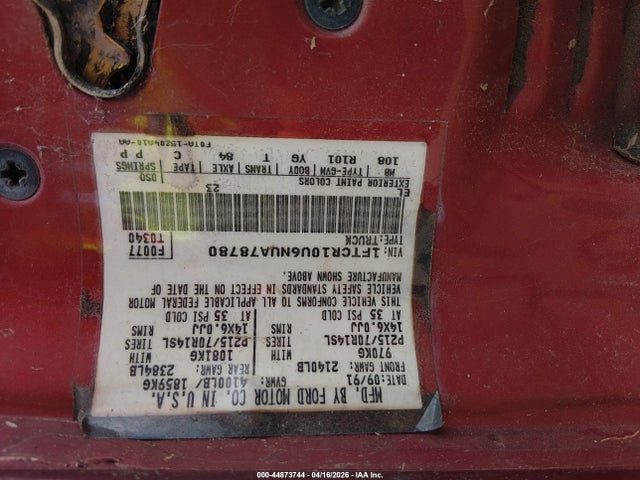 Aukcja sprzedaży 1992 Ford Ranger, vin: 1FTCR10U6NUA78780, numer aukcji: 44873744