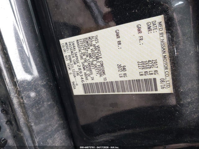Aukcja sprzedaży 2016 Nissan Altima 2.5 Sv, vin: 1N4AL3APXGC289346, numer aukcji: 44873761