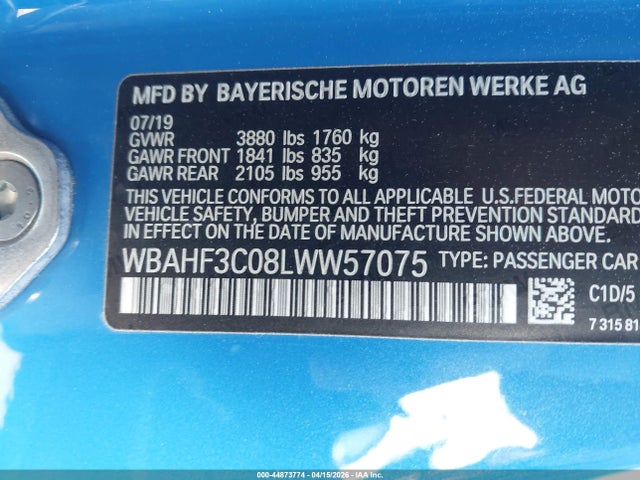 Aukcja sprzedaży 2020 Bmw Z4 Sdrive30i, vin: WBAHF3C08LWW57075, numer aukcji: 44873774