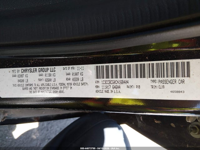 Продажа на аукционе авто 2012 Chrysler 200 Limited, vin: 1C3CCBCG0CN168404, номер лота: 44873799