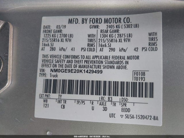 2019 FORD TRANSIT CONNECT NM0GE9E20K1429499 Photo 8