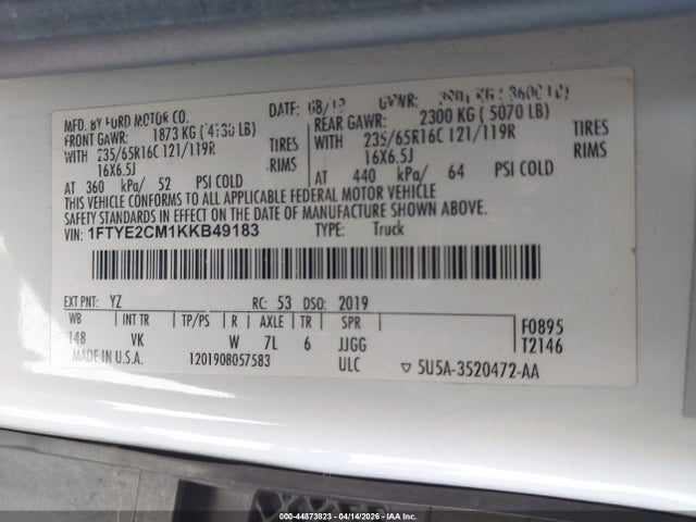 Ford Transit-150 2019 1FTYE2CM1KKB49183 Image 9